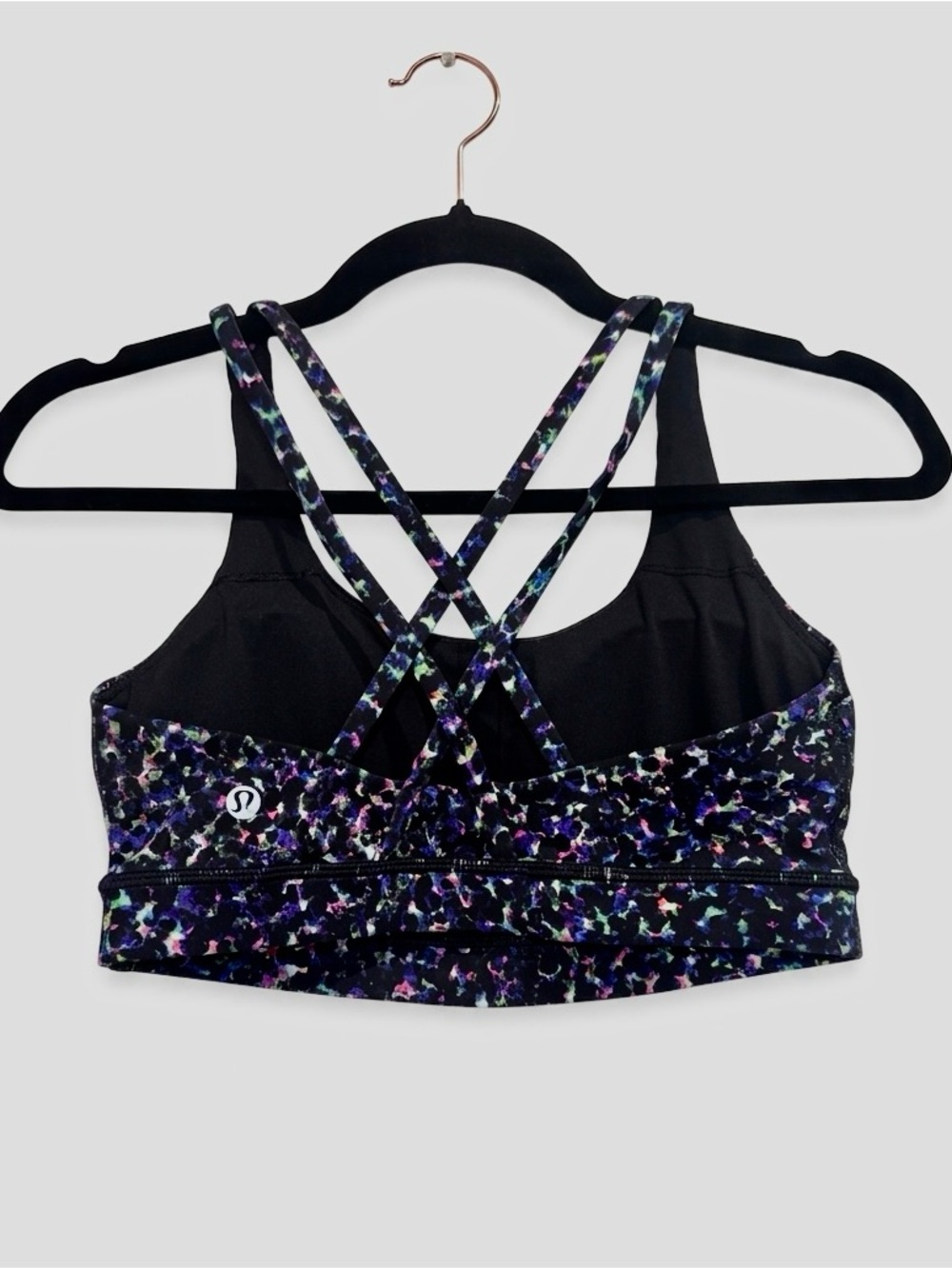 Lululemon Energy Sports Bra Kaleidoscope Pink Multi Crisscross Size 8